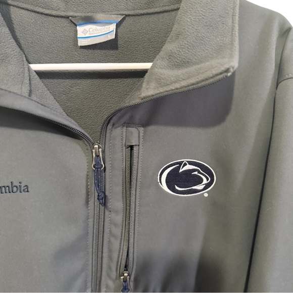 Columbia Penn State Softshell Jacket Men’s Large Gray Fleece Lined Full Zip PSU - Picture 5 of 10